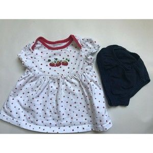 Girl's Size 9M 6-9 Months Two Piece White Tomatoes Embroidered Dress & DC Set